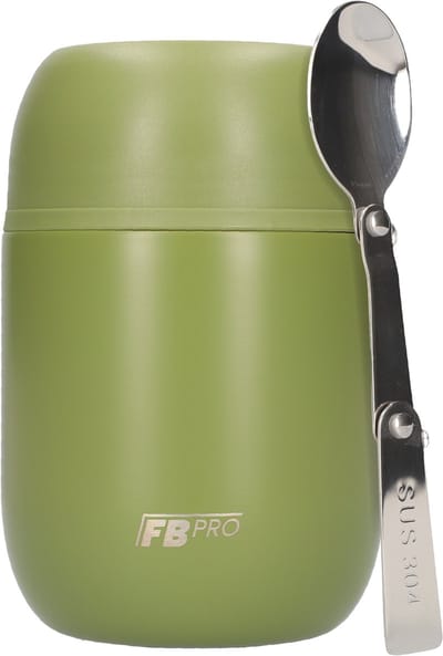 Thermos Voedselcontainer met Lepel - Thermoskan - Voedsel container voor noodles, soep, havermout, ijs, babyvoeding en meer! - Yoghurt beker to go - Thermosbeker voor het meenemen van eten - Legergroen- 420ml