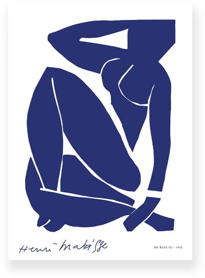Poster 20x30 cm - Blue Nude III - Henri Matisse - Blauw - Wit - Abstract - Modern - Muurdecoratie - Wanddecoratie
