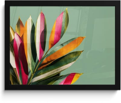 Poster in lijst - Fotolijst 40x30 cm - Posters - Bladeren - Tak - Kleurrijk - Posterlijst zwart - Decoratie - Wanddecoratie woonkamer - Muurdecoratie slaapkamer
