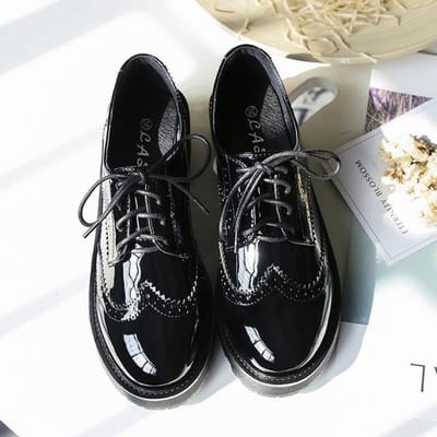 Femmes chaussures plate-forme richelieu chaussures Style britannique Oxford appartements automne printemps femme noir complet bureau dames femme Derby chaussures 35 gray