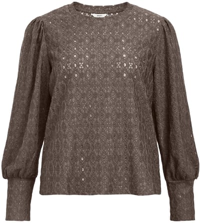 Object Objlaila L/s Re Top Noos Truien & vesten Dames - Sweater - Hoodie - Vest- Bruin - Maat XS