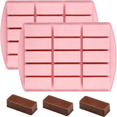 Siliconen Bakvorm voor Mueslirepen en Chocolade, 2 Stuks met 15 Holtes voor Truffels, Brownies en Zeep maken