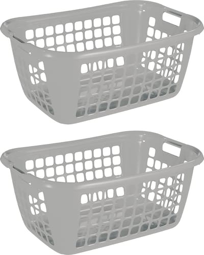 Sunware - Basic wasmand 65cm laag grijs - Set van 2