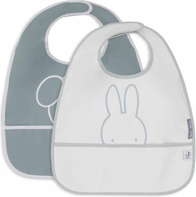 Jollein x Nijntje - Baby Slab Waterproof - Slabbetjes - Miffy Peekaboo Sea Green - 2 Stuks