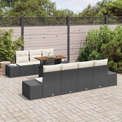 vidaXL - Tuinbank - Set - 8 - st - Zwart - poly - rattan