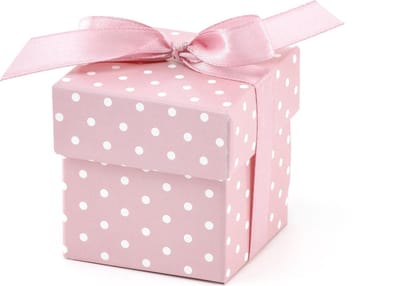 Partydeco - Bedank doosje stippen/polkadots licht roze (10st)