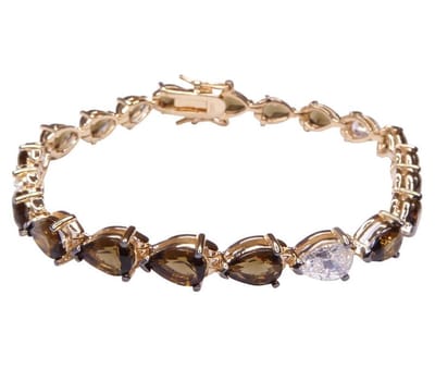 Zilveren geel double armband met synthetische rookkwarts