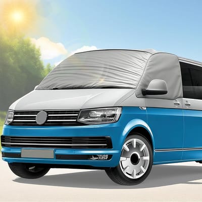 Windscreen Cover voor VW T5 T6 - Anti-Sneeuw en Zonnebescherming, Ideaal voor Winter en Zomer, Zilveren Coating voor Motorhome