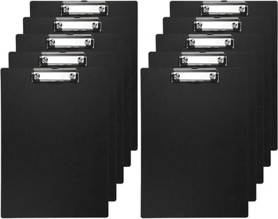 Set van 10 A4 Clipboard met Lage Profiel Metaalclip en Ophanggat voor Kantoor en Thuisgebruik