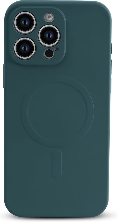 Casemania Hoesje Geschikt voor Apple iPhone 16 Pro - Groen - Liquid Siliconen Back Cover Case - met Sterke magneetring geschikt voor MagSafe - Telefoon hoes met Camera Bescherming