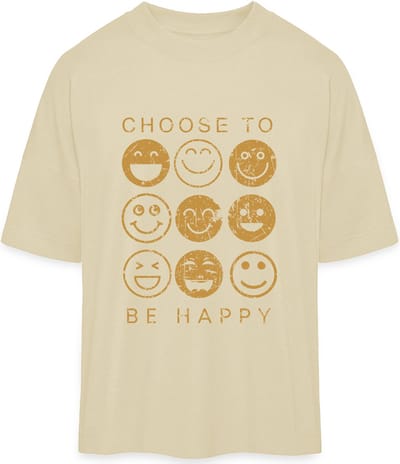 T Shirt Heren Dames - Kies Er Voor Gelukkig Te Zijn - Smileys - Beige - S