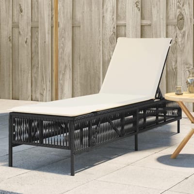 Ligstoel - Zonnebank Tuin - Buiten Ontspannen - 5 standen rugleuning - 198 x 55 x 39 cm - Zwart