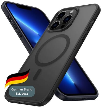 Cadorabo Hoesje geschikt voor Apple iPhone 12 / 12 PRO in ZWART geschikt voor MagSafe - Hybride beschermhoes met TPU-siliconerand Case Cover en stevige achterkant