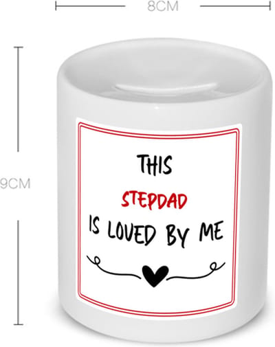 Akyol - this stepdad is loved by me Spaarpot - Papa - iemand die houdt van zijn stiefvader - vader cadeautjes - vaderdag - verjaardag - geschenk - kado - 350 ML inhoud