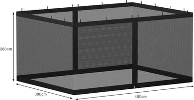 Insectennet 4 x 3 x 2 m Zwart – 2 ritsen - Mosquito net - 400 cm Lengte 300 cm Breedte - 200 cm Hoogte Vliegennet