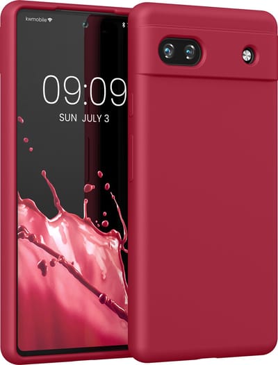 kwmobile telefoonhoesje geschikt voor Google Pixel 6a - Hoesje met siliconen coating - Smartphone case in kersrood