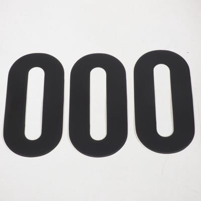 Lot de trois stickers autocollant numéro course noir chiffre 0 Zéro 15x7.5cm pour moto scooter quad neuf