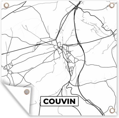 Tuin poster Plattegrond – Couvin – Zwart Wit – Stadskaart - België - Kaart - 200x200 cm - Tuindoek