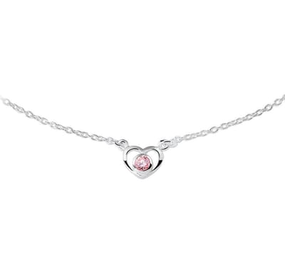 YO&NO - Ketting - Zilver - Anker - Hart - Zirkonia - 1,5mm - 36 - 38cm - Kinderen - Gerhodineerd - Zilver 925