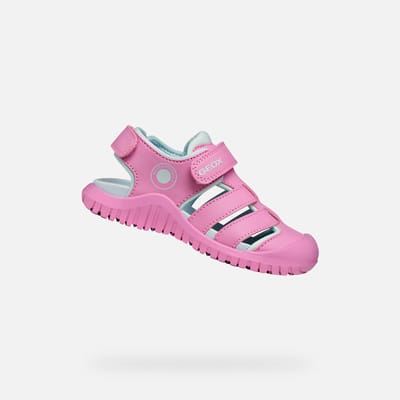GEOX S. FUSBETTO PRO MEISJES Sandalen - DONKERROZE/AQUA - Maat 36