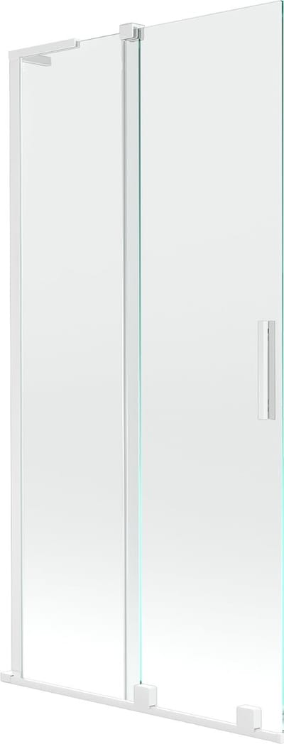 Mexen Velar L badwand tweedelig schuifbaar 90 x 150 , transparant, wit - 896-090-003-01-20