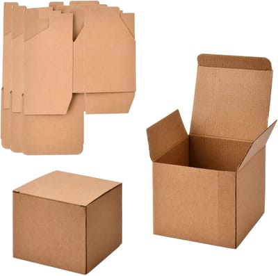 SnelShoppen - 20 stuks Kraftpapier Geschenkdozen 12x10x10 cm - Kartonnen Dozen met Deksel - Bruine Vierkante Verpakking voor Verjaardag, Feest en Cade