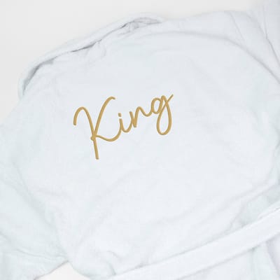 Badjas - HOGE KWALITEIT - KING - badmantel - badjas man - badjas heren - badstof - 100% katoen - huwelijk - trouw - cadeau - kado - vaderdag - verjaardag - pensioen - papa - Kerst - maat S/M
