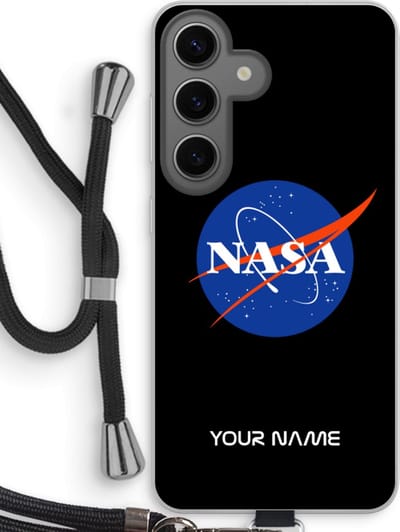 Gepersonaliseerd - Case Company® - Hoesje met koord geschikt voor Samsung Galaxy S24 hoesje met Koord - NASA - Telefoonhoesje met Zwart Koord - Bescherming aan alle Kanten en Over de Schermrand