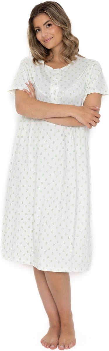 Cocodream - dames nachthemd 614805 met korte mouw - 100% katoen - groen - maat M