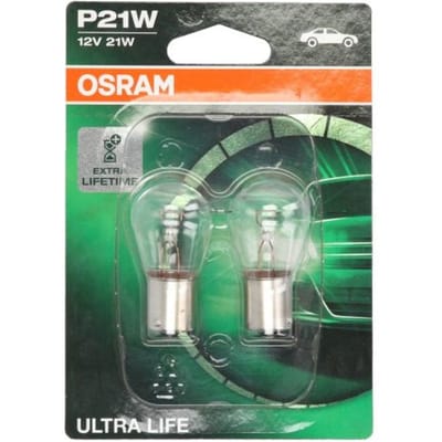 Ams-Osram P27/7w lamp OSRAM P21W Ultra Life 12V/21W, 2 Stuk
