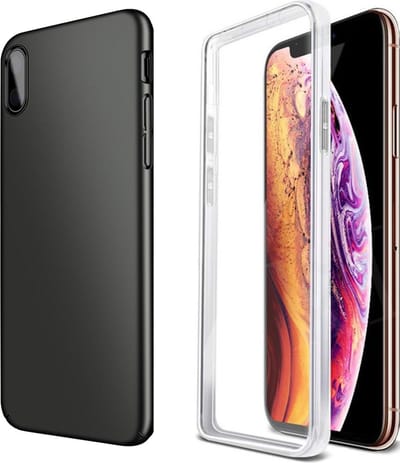 Hoesje geschikt voor iPhone XS / X - 360 Graden Case 2 in 1 Hoes Zwart + Ingebouwde Siliconen TPU Cover Screenprotector