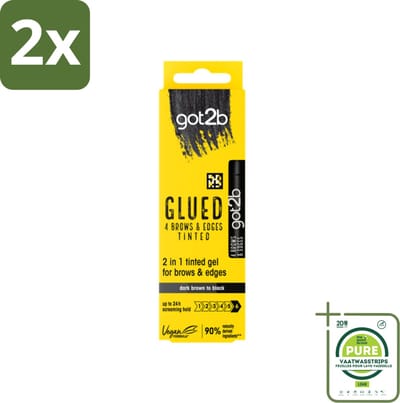 Got2B - 2-in-1 Gel - Brows & Edges Zwart - 16 ml - Voordeelverpakking - 2 stuks - Wenkbrauwen en haarranden - Gestylde brows