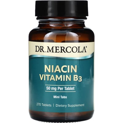 Dr. Mercola, niacine, vitamine B3, 50mg, 270 tabletten