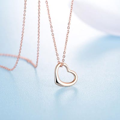 Echte 18K Gouden Hanger Kleur Goud Ketting Romantisch Hartvormig Valentijnsdag AU750 Sleutelbeen Ketting white