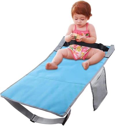 Vliegtuig Voetsteun Kinderen - Vliegtuigstoel Bed - Comfortabel Reizen - Verstelbare Lengte - 26 x 22 x 4 cm - Blauw