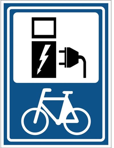 Oplaadpunt elektrische fiets bord - E1001 | gecoat dibond materiaal | 20 x 15 cm