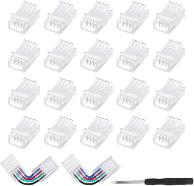 Allecto - LEDstrip connector - 4-polige connectoren - Eenvoudig te gebruiken - Transparant - Voor RGB 5050 3528 ledstrips - Geschikt voor verleng