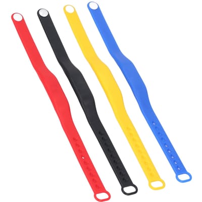 4PCS Bracelet NFC Résistant à l'eau Bracelet en Silicone Coloré Réinscriptible Bracelet de Contrôle d'Accès pour Piscine yellow