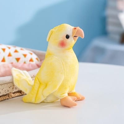 17cm Levenschteke Gele Papegaai Pluche Speelgoed Zacht Gevuld Cartoon Simulatie Vogel Pop Schattige Bureau Huisdieren Kinderen Kerst Verjaardag Cadeau