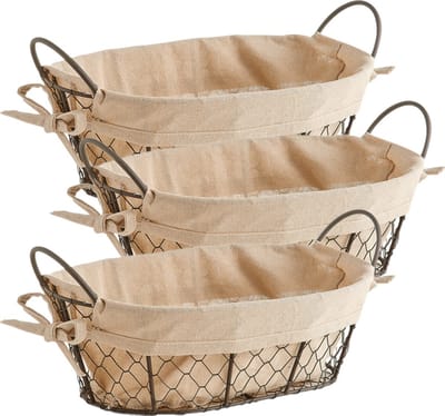 Zeller Broodmandje - 3x - metaaldraad - vintage stijl - 30 x 21 cm