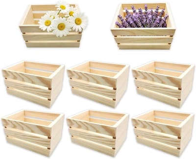 Set van 6 Lege Houten Mandjes | 12,5 x 9 x 7 cm | Ideaal voor Fruit, Bloemen, Sieraden en Opberging