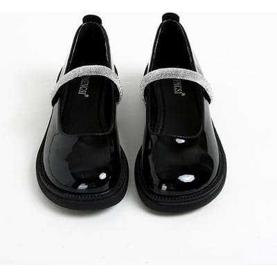 Mary Jane Damesschoenen Lakleer Chunky Heel Retro Loafers Plus Size Damesschoenen 34 zwart