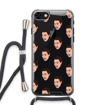 Case Company® - Hoesje met koord geschikt voor iPhone 8 hoesje met Koord - Ugly Cry Call - Telefoonhoesje met Zwart Koord - Bescherming aan alle Kanten en Over de Schermrand