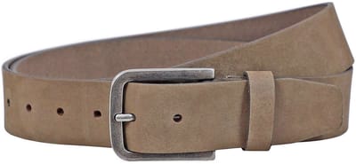 Landley Leren Jeans Riem Heren - Luxe Volnerf Nubuck Leer - Bruin / Taupe - Lengte totaal 100 cm / Riemmaat 85