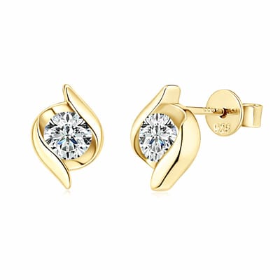 Lumici® Exclusive | GRA Gecertificeerde Moissanite Solitaire Stud Oorbellen - 1.00 CT - D VVS1 - Geelgoud Verguld S925 - Tijdloze Klassieker - Voor Haar - Dagelijks & Verloving - Moederdag - Valentijnscadeau - Verrassing - Goud & Rhodium