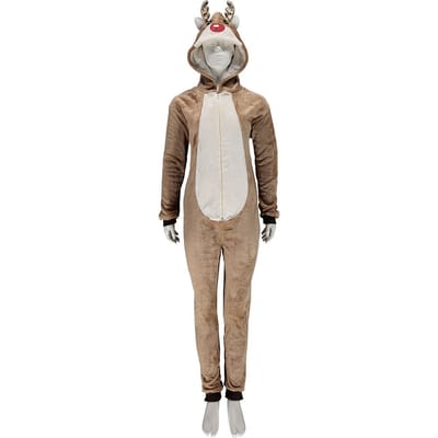 Kerst onesie rendier - Bruin / S/M