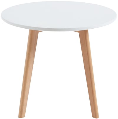Vente-unique Kindertafel van mdf en beuken - Wit en naturel - LOULOUNE