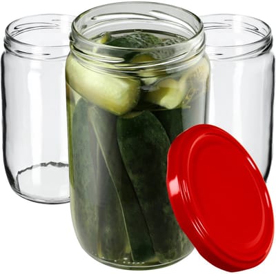 KADAX Weckpotten, 720 ml, inmaakpotten voor schroefdeksel, jampot, voorraadpot, conservenglas, ronde potten (rood, 8 stuks)