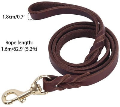 Dailygoods- Hondenriem Leer - 360 Graden Draaibare Haak - Robuuste Sluiting - Handgemaakt - Zachte Handgreep - Betrouwbaar Materiaal - Hondentuig