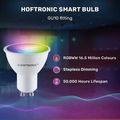 HOFTRONIC SMART Vegas - Smart inbouwspot - IP44 waterdicht - 5,5 Watt 345 Lumen - Wifi + Bluetooth - RGBWW - GU10 - Google Home, Amazon Alexa en Siri